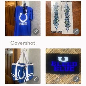 NFL💙Colt Bag Go blue🧲Tee/Water bottle+Bleed Blue Headband 7.5x4”+2🐲☯️decals